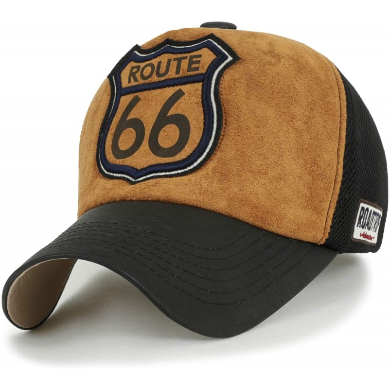 Baseball Caps Route 66 Embroidery Patch Mesh Baseball Cap Premium Limited Edition - Black - CN18STR9OT5 $34.85
