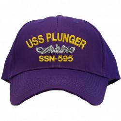 Baseball Caps USS Plunger SSN-595 Embroidered Pro Sport Baseball Cap - Purple - CM180OT629D $35.08