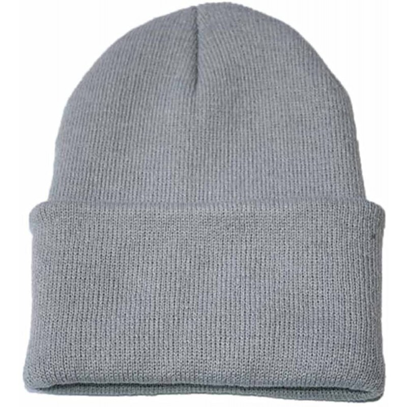 Skullies & Beanies Unisex Cuffed Acrylic Knitting Winter Warm Beanie Caps Soft Slouchy Ski Hat - Gray - CQ18HWOCED2 $15.45
