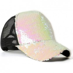 Baseball Caps Unisex Bling Mermaid Scales Sequin Trucker Hats Adjustable Mesh Caps Baseball Party Hat - White - CU18U4XW8L4 $...