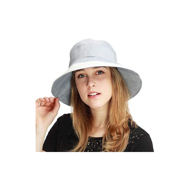Sun Hats Light Weight Packable Women's Wide Brim Sun Bucket Hat - Viviane-sea Blue - C918GQOLSHY $20.52