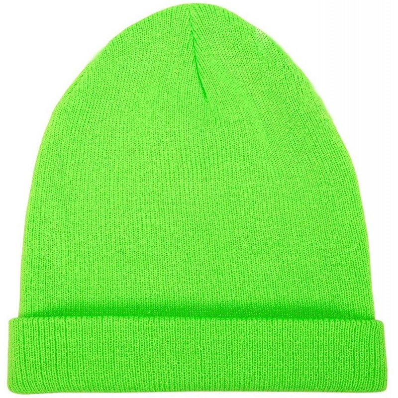 Skullies & Beanies Beanie Hat for Women Men Elastic Knit Warmer Ears Winter Ski Skull Cap Cuffed Solid Color - Green - CF18AH...