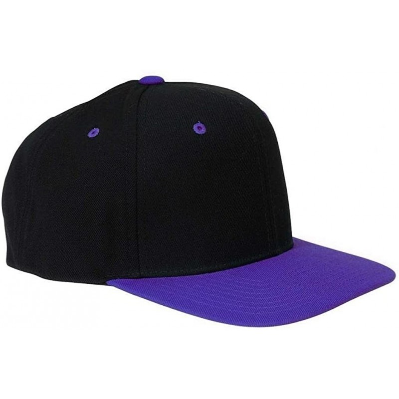 Baseball Caps Yupoong Wool Blend Snapback Two-Tone Snap Back Hat Baseball Cap 6098MT Black/Purple - CI118BLNL6R $17.56