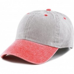 Baseball Caps 100% Cotton Pigment Dyed Low Profile Dad Hat Six Panel Cap - 2. Grey Red - CE17XSSXR5X $22.15