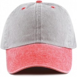 Baseball Caps 100% Cotton Pigment Dyed Low Profile Dad Hat Six Panel Cap - 2. Grey Red - CE17XSSXR5X $14.59