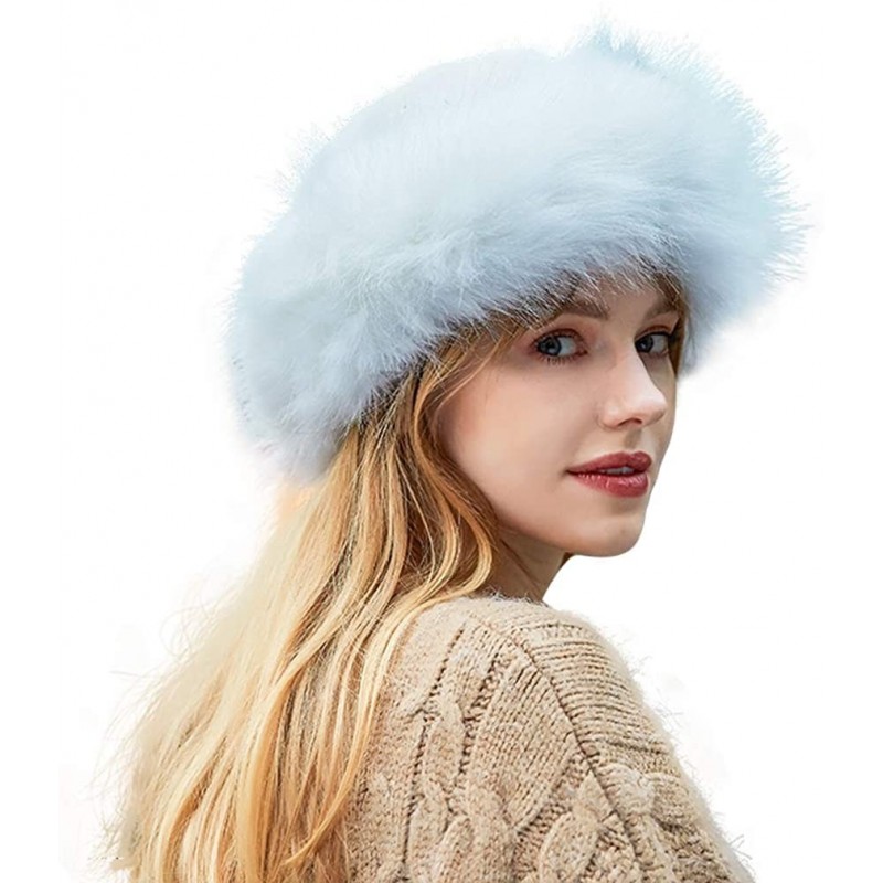 Faux Fur Hat for Women Winter Warm Fox Beanie Hat Fluffy Thick Vintage ...