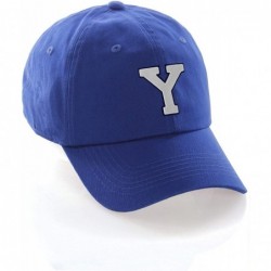 Baseball Caps Customized Letter Intial Baseball Hat A to Z Team Colors- Blue Cap Navy White - Letter Y - CK18NMYRTOO $25.17