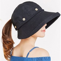 Sun Hats Summer Sun Hats Outdoor UV Protection Wide Large Brim Beach Visor Empty Top Caps for Women - Black - C418D5L0O0Z $22.19