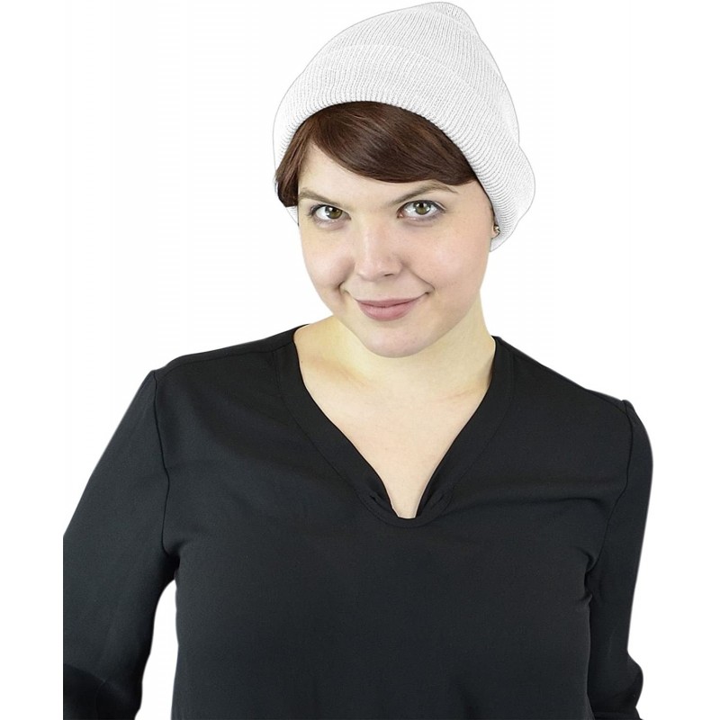 Berets Women's Without Flower Accented Stretch French Beret Hat - White - CK125QXXXS3 $18.33