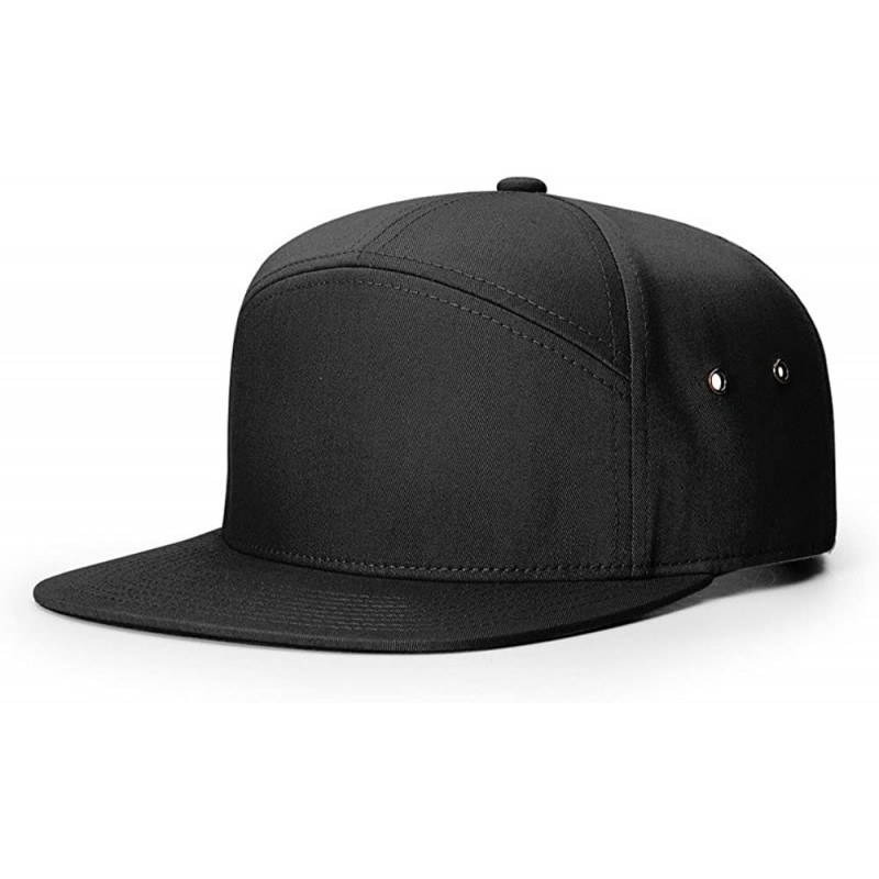 Baseball Caps 7 Panel Twill Strapback Blank Baseball Cap OSFA HAT - Black - CY18745C9AU $17.11