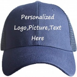Baseball Caps Personalized Snapback Trucker Hats Custom Unisex Mesh Outdoors Baseball Caps - Navy Blue - CL18R35WLQZ $25.67