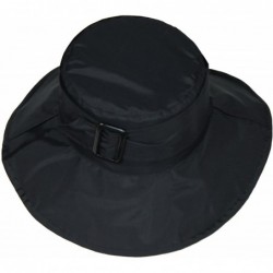 Rain Hats Cute Bucket Rain Hat w/Buckle Accent- 3.5 inch Wide Brim- Roll-Up Packable - Black - CW12CP2KG6P $51.46