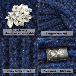 Skullies & Beanies Jewled Fashion Knit Turban Beanie - Boho Glitter Sparkly Muslim Hats for Women - Twisted Wool Cap - Blue -...