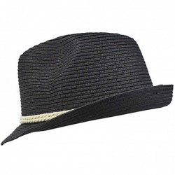 Fedoras Summer Fedora Hat with Nautical Rope Band - Black - CA12HJP6V7B $35.21