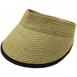 Sun Hats 100% Straw Sun Visor Hat Cap Sun Protection - Natural - CD124GCTN39 $30.08
