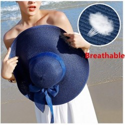 Sun Hats Beach Sun Hat for Women Bow-knot UV UPF 50+Travel Foldable Wide Brim Straw Hat - Pink - CB18QHZ2E9I $33.43