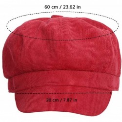 Newsboy Caps Beret Corduroy Newsboy Hat for Women Visor Adjustable Winter Octagonal Cap for Ladies - Red - CT18I8C0GYA $15.83