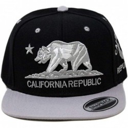 Baseball Caps California Republic Bear Logo Snapbacks Flat Brim Adjustable Snapback Hat Cap - Black Gray 01 - CO196XH30MG $12.67