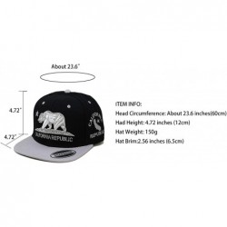 Baseball Caps California Republic Bear Logo Snapbacks Flat Brim Adjustable Snapback Hat Cap - Black Gray 01 - CO196XH30MG $12.67