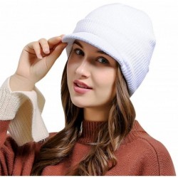 Skullies & Beanies Mens Knit Campus Radar Hat Knit Cap Visor Hats Billed Beanie Ski Caps with Brim - White - CZ18KEYWQUA $14.38