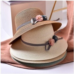 Sun Hats Girls Large Brim Sunhat Wavy Beach Straw Hat Cute Sun Cap - White 4 - CJ193TOQAQA $22.06