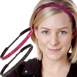 Headbands Girl's Adjustable Non Slip Skinny Bling Glitter Headband Multi Pack - Black & Hot Pink - CS11MNG3N5P $23.99