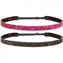 Headbands Girl's Adjustable Non Slip Skinny Bling Glitter Headband Multi Pack - Black & Hot Pink - CS11MNG3N5P $19.19
