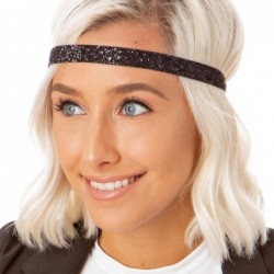 Headbands Girl's Adjustable Non Slip Skinny Bling Glitter Headband Multi Pack - Black & Hot Pink - CS11MNG3N5P $19.19