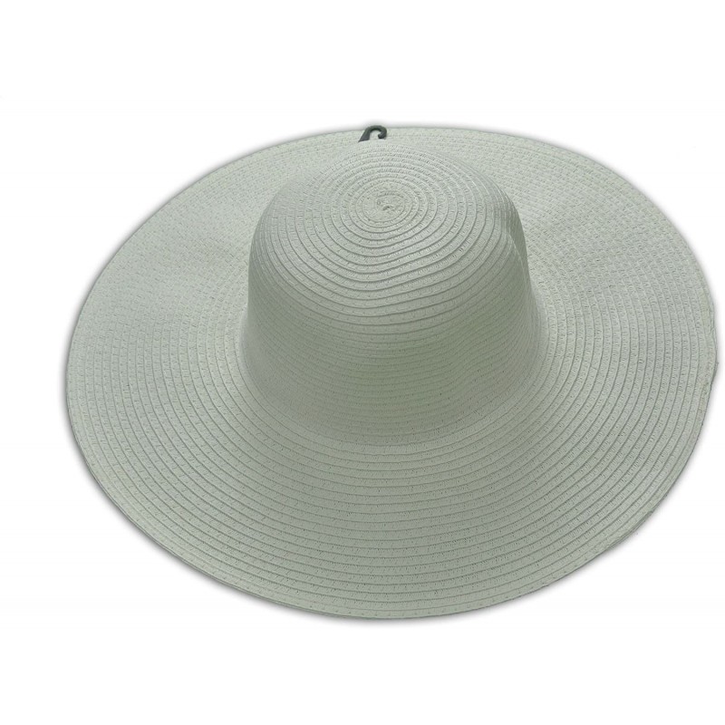 Sun Hats Women Colorful Derby Large Floppy Folderable Straw Beach Hat - White - CV11K53ZCTD $17.84