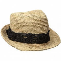 Sun Hats Women's Malia Crochet Raffia Sun Hat with Macrame Trim- Rated UPF 30 for Sun Protection - Black - CK128ZTAPCL $96.57