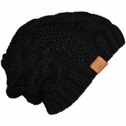 Skullies & Beanies Unisex Warm Chunky Soft Stretch Cable Knit Beanie Cap Hat - Black-102 - C5120K3KIA9 $18.10