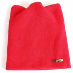 Skullies & Beanies Women Cute Cat Ear Cable Knit Beanie Hat Winter Warm Soft Chunky Ski Caps - Red - CT18KDMOKYN $12.45