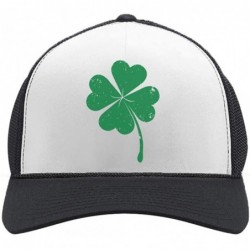 Baseball Caps St. Patrick's Day Shamrock Irish Green Four-Leaf Clover Trucker Hat Mesh Cap - Black/White - CH189QEMEYC $24.84