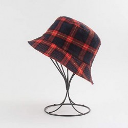 Bucket Hats Plaid Bucket Hats Women Cotton Foldable UV Protection S/M - Red - CI18U08M23R $13.13