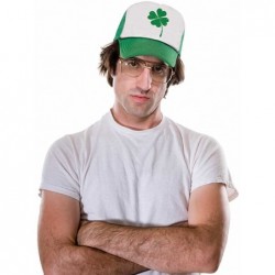 Baseball Caps St. Patrick's Day Shamrock Irish Green Four-Leaf Clover Trucker Hat Mesh Cap - Black/White - CH189QEMEYC $27.12