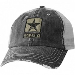 Baseball Caps US Army Hat-Distressed Army Cap with Official Star Logo Black - CI18EQ40SKZ $31.90