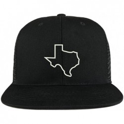 Baseball Caps Texas State Outline Embroidered Cotton Flat Bill Mesh Back Trucker Cap - Black - CX185YMT83C $33.57