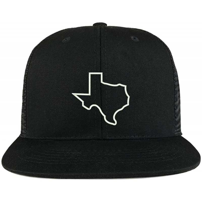 Baseball Caps Texas State Outline Embroidered Cotton Flat Bill Mesh Back Trucker Cap - Black - CX185YMT83C $24.95