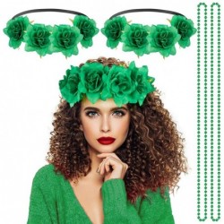 Headbands 4pcs St. Patrick's Day Green Flower Headband&Beaded Necklace Set - Green - CE193WA7D87 $21.30