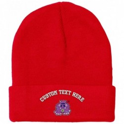 Skullies & Beanies Custom Beanie for Men & Women Hippo A Embroidery Acrylic Skull Cap Hat - Red - CK18ZS3RX6R $22.63