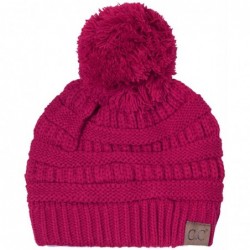 Skullies & Beanies Exclusive CC Knitted Beanie with Knit Pom Pom - Hot Pink - C712K58NABN $18.24
