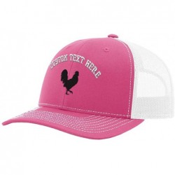 Baseball Caps Custom Baseball Cap Rooster Shadow Cock Silhouette Embroidery Polyester Mesh - Hot Pink/White - C818SUK80WQ $31.61