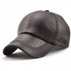 Baseball Caps Vintage PU Leather Hats for Men Adjustable Baseball Cap Dad Hat - 12965 Dark Coffee - CG18ZIC50AM $25.37