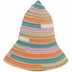Bucket Hats Paper Straw Summer Beach Braid Rainbow Lollipop Fish Bucket Hat Folding Cap - Khaki - CL12FBVB5VR $20.90