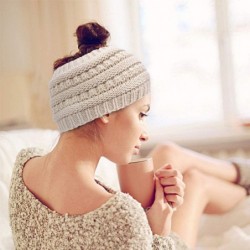 Cold Weather Headbands Womens Beanie Hats - Women Winter Warm Headband Stretchy Knitted Headwear Headwrap Soft Horsetail Mess...