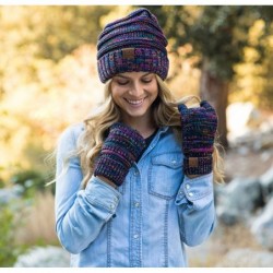 Skullies & Beanies Exclusives Oversized Slouchy Beanie Bundled with Matching Lined Touchscreen Glove - Confetti Charcoal - CC...