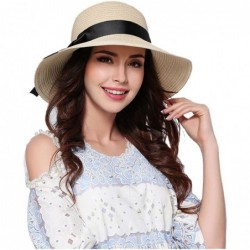 Sun Hats The New Womens Straw Hat Floppy Foldable Roll up Beach Cap Sun Hat - Beige - CU189ZLU645 $27.58