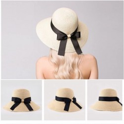 Sun Hats The New Womens Straw Hat Floppy Foldable Roll up Beach Cap Sun Hat - Beige - CU189ZLU645 $18.85