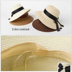 Sun Hats The New Womens Straw Hat Floppy Foldable Roll up Beach Cap Sun Hat - Beige - CU189ZLU645 $18.85