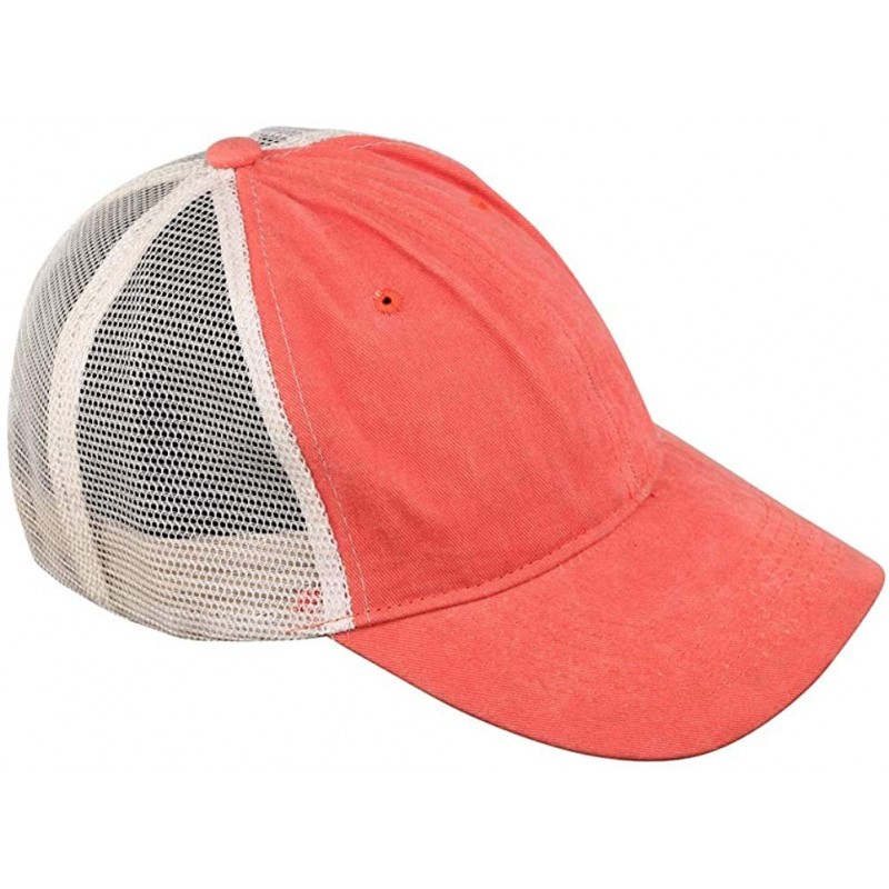 Baseball Caps Natueal Mesh Baseball Cap Unisex Washed Pigment Dyed Low Profile Hat - Orange - CO1926XNTW7 $20.59